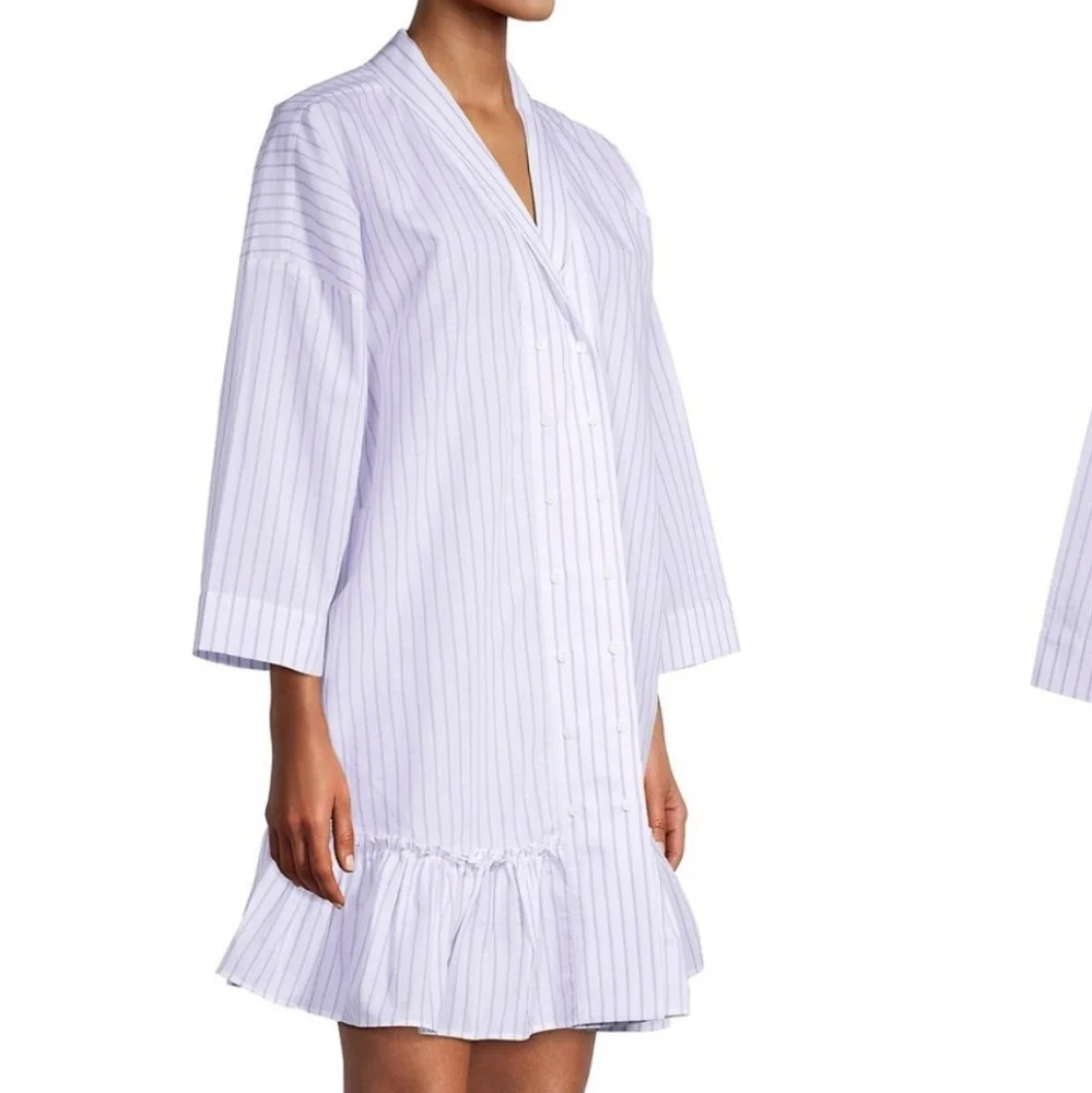 Harshman NWT Nebbi Caftan Striped Crossover Shirt Dress Sz.1X - Picture 3 of 8